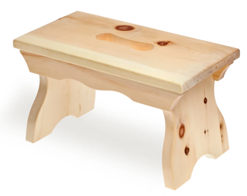 Schemel aus Zirbenholz mit geschwungenen Beinen