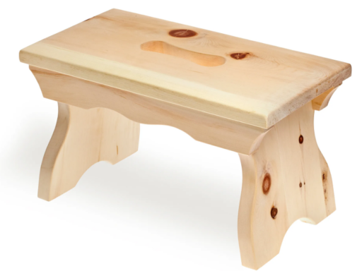 Schemel aus Zirbenholz mit geschwungenen Beinen